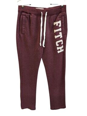 Vintage Y2K Abercrombie & Fitch Sweatpants Medium Burgundy Applique Spellout